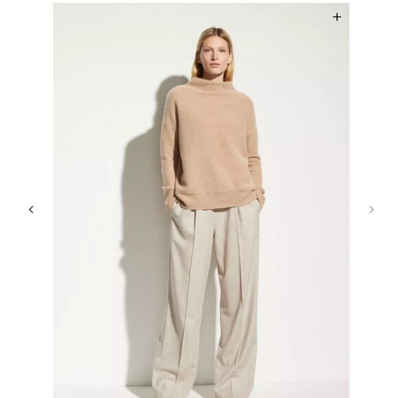 New Vince Boiled Cashmere Funnel Neck Pullover in Carmel - Picture 2 of 7